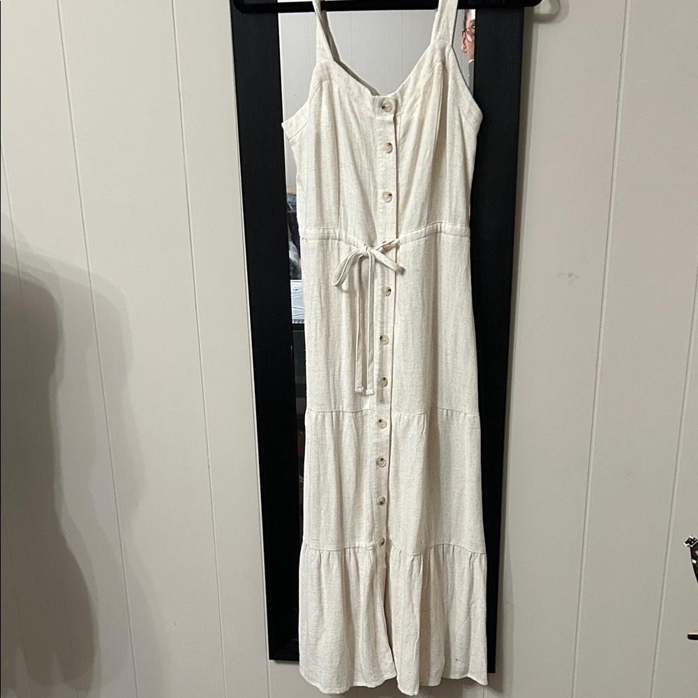 Lucky Brand Cream Button-Front Maxi Dress